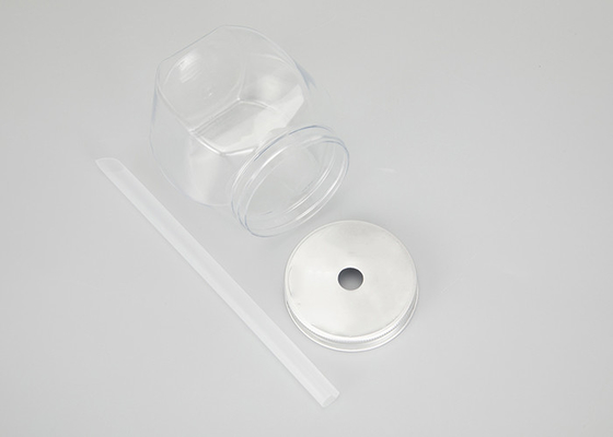 Alüminyum Kapaklı 65mm Gıda Sınıfı PET Plastik Kavanoz Konteyner