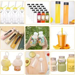 Yüksek Kalite 8oz 10oz 12oz 16oz Plastik Meyve Şişeleri Meyve suyu İşletme Desteği Tedarikçisi Etiketli 120ml Plastik Şişeler