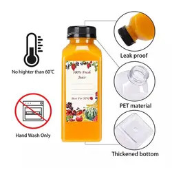toptan 250ml 350ml 500ml plastik meyve suyu şişesi Pet için tek kullanımlık plastik kare şekilli şişe