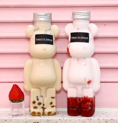 Modern süt çayı şişeleri ambalaj için plastik kolu ile