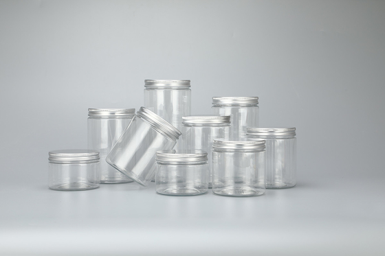 özel 100ml 200ml 8oz 300ml 12oz 500ml açık beyaz siyah kehribar geniş ağız kozmetik kaplar alum ile plastik evcil hayvan kavanozu