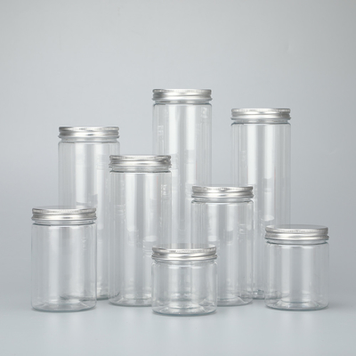 özel 100ml 200ml 8oz 300ml 12oz 500ml açık beyaz siyah kehribar geniş ağız kozmetik kaplar alum ile plastik evcil hayvan kavanozu