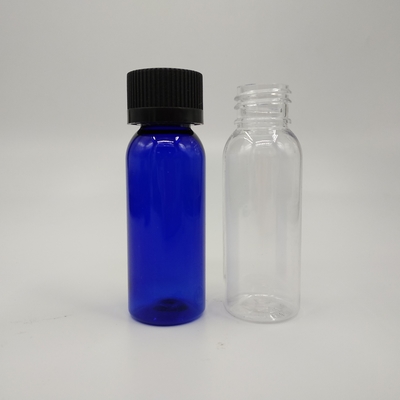 1 oz Kobalt Mavi Plastik Boston Yuvarlak Şişeler Siyah Dibli Kapaklı