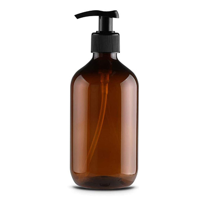 Şampuan pompası ile yeniden doldurulabilir 16 oz boş kehribar 500 ml plastik PET losyon şişesi