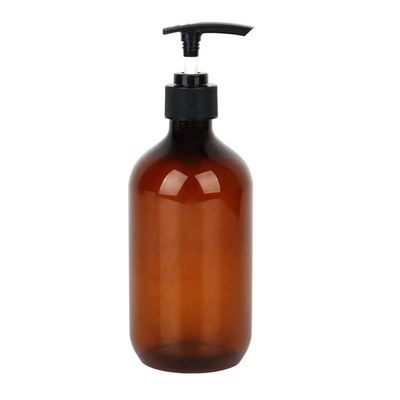 Şampuan pompası ile yeniden doldurulabilir 16 oz boş kehribar 500 ml plastik PET losyon şişesi
