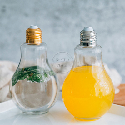 500ml Alüminyum Kapalı Plastik Lamba ampul şeklinde Meyve Şişesi