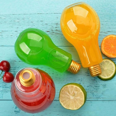 500ml Alüminyum Kapalı Plastik Lamba ampul şeklinde Meyve Şişesi
