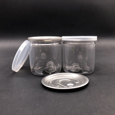 Gıda kalitesi Pop Dönerleri 80 mm çaplı 300# Alüminyum kolay açık uçlu PET açık plastik kavanozlar