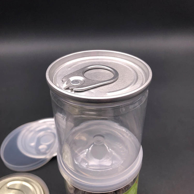 Gıda kalitesi Pop Dönerleri 80 mm çaplı 300# Alüminyum kolay açık uçlu PET açık plastik kavanozlar
