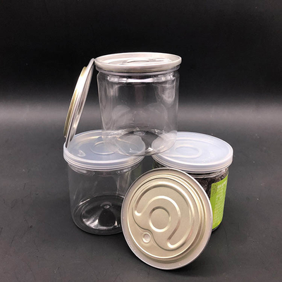 Gıda kalitesi Pop Dönerleri 80 mm çaplı 300# Alüminyum kolay açık uçlu PET açık plastik kavanozlar