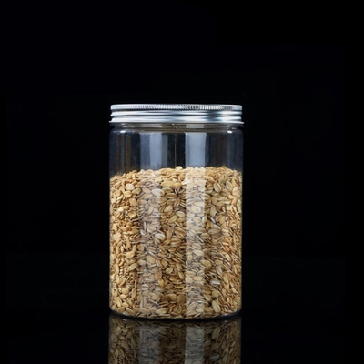 Özel 16oz 32oz 500ml 1000ml Açık Geniş Ağızlı PET Kavanoz Alüminyum Kapaklı Şeffaf Gıda Depolama Plastik Kaplar