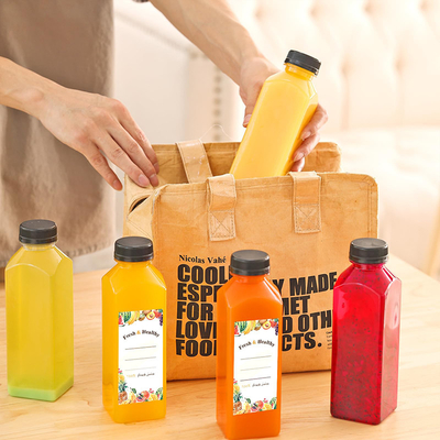 120ml-500ml Sızıntı geçirmez süt çayı şişeleri Kapak üzerinde açık vida ile