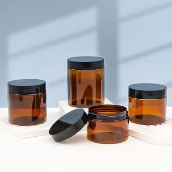 Şeffaf Tasarım Alüminyum Kapaklı Kapaklı Kavanoz Konteynerleri Set - 2oz 8oz Kapasite