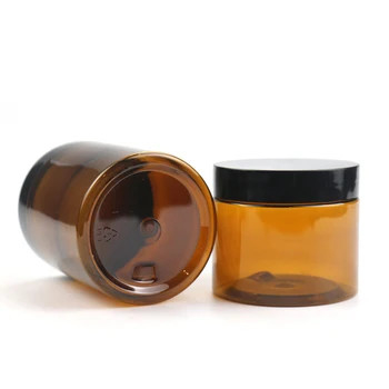Amber siyah PET kapı boş 100g 120g 200g 250g 300g 500g plastik vücut fırça iç kapağı 4oz 8oz