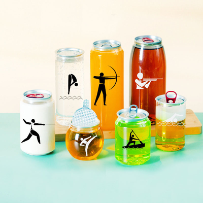 Plastik içecek kutuları 330ml 500ml Soda içme şişesi Kapaklı kahve sütü