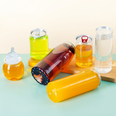 Plastik içecek kutuları 330ml 500ml Soda içme şişesi Kapaklı kahve sütü
