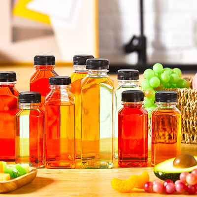 Sızdırmaz Plastik Süt Çay Şişeleri Kare Yuvarlak Şekil 120ml-500ml Kapasite
