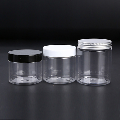 Kapaklı şeffaf plastik kavanozlar 4 oz siyah kapaklı şeffaf 50g 100g 150g 200g evcil hayvan 8 oz krem için plastik kozmetik kavanozlar