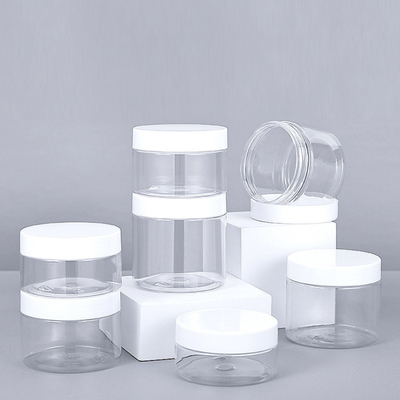 Kapaklı şeffaf plastik kavanozlar 4 oz siyah kapaklı şeffaf 50g 100g 150g 200g evcil hayvan 8 oz krem için plastik kozmetik kavanozlar