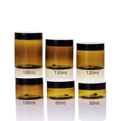 Kapaklı şeffaf plastik kavanozlar 4 oz siyah kapaklı şeffaf 50g 100g 150g 200g evcil hayvan 8 oz krem için plastik kozmetik kavanozlar