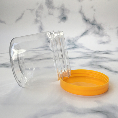 Alüminyum kapağı olan açık plastik yuvarlak tabanlı toz kavanozları