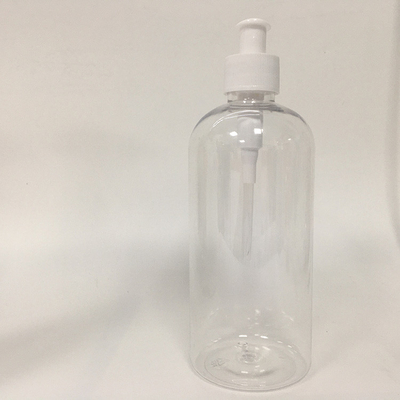 Kozmetik için pompa ve ipek ekran baskı ile 24 mm tekrar kullanılabilir pembe yuvarlak PET şişesi