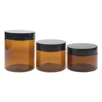 PET plastik kavanoz 1oz 2oz 4oz 6oz 8oz 12oz 16oz Alüminyum kapağı olan açık geniş ağızlı plastik kavanozlar