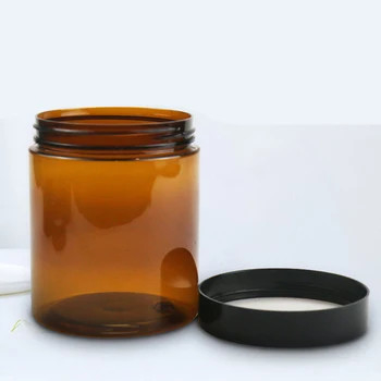 PET plastik kavanoz 1oz 2oz 4oz 6oz 8oz 12oz 16oz Alüminyum kapağı olan açık geniş ağızlı plastik kavanozlar