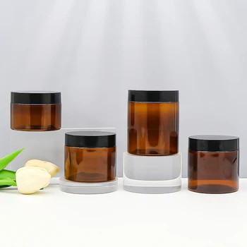 PET plastik kavanoz 1oz 2oz 4oz 6oz 8oz 12oz 16oz Alüminyum kapağı olan açık geniş ağızlı plastik kavanozlar