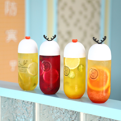 Modern Tasarım Açık Plastik Süt Çay Şişesi Kapaklı vida ile