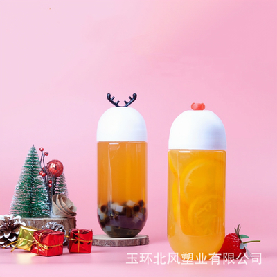 Modern Tasarım Açık Plastik Süt Çay Şişesi Kapaklı vida ile