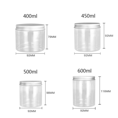 PET kavanozlar gıda kalitesi beyaz plastik 4oz 8oz 300ml 500ml yuvarlak şekil boş göz kremi yüz kremi kavanoz 16oz