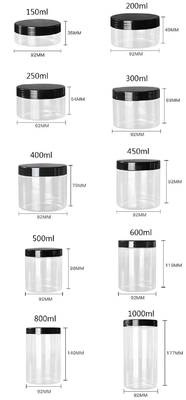PET kavanozlar gıda kalitesi beyaz plastik 4oz 8oz 300ml 500ml yuvarlak şekil boş göz kremi yüz kremi kavanoz 16oz