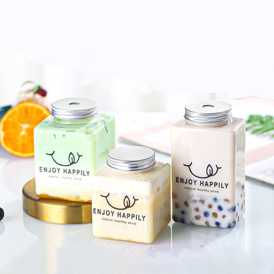 Modern kare ve yuvarlak tasarım kapaklı özel plastik kabarcık çay bardakları