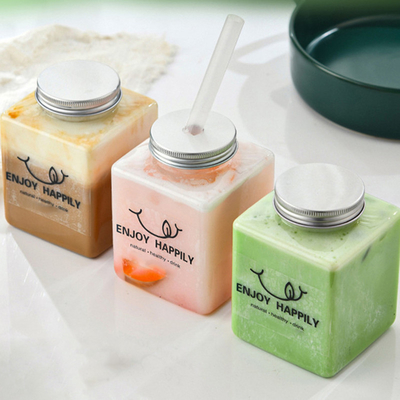 Modern kare ve yuvarlak tasarım kapaklı özel plastik kabarcık çay bardakları