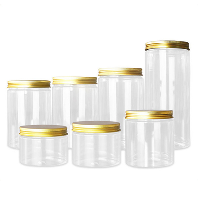 250ml 350ml 500ml kare kozmetik PET kavanoz plastik gıda ambalajı için şeker kapları