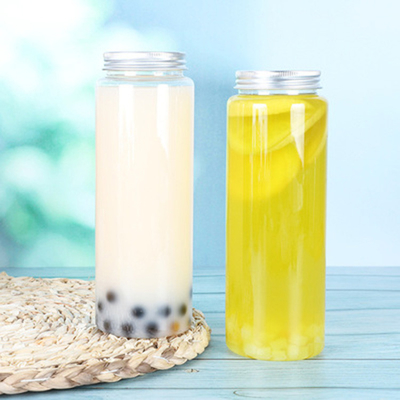 Sızdırmaz plastik süt çayı şişeleri kapaklarında vida ile