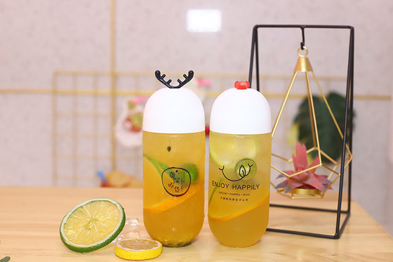 Orta kare sızıntı geçirmez plastik süt çay şişeleri kapak ve sapıdaki vida ile