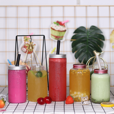 Kapağında vida ve yalıtım bulunan özelleştirilebilir açık plastik süt çayı şişeleri