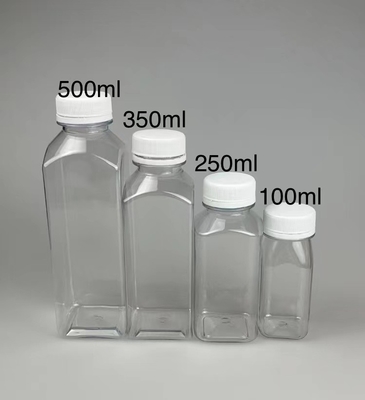 Sızdırmaz kare açık plastik süt çayı şişeleri dayanıklı sapları ile
