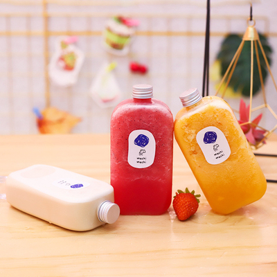 Soğuk içecekler için saplı modern açık özel plastik meyve suyu şişesi