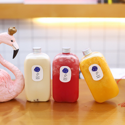 Soğuk içecekler için saplı modern açık özel plastik meyve suyu şişesi
