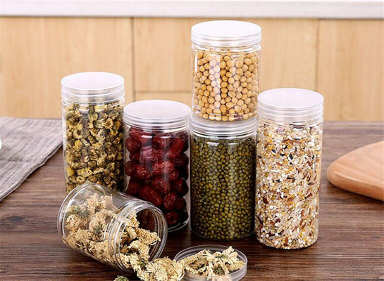 Kuru meyveleri saklamak için yumuşak yüzeyli uygun plastik kavanoz