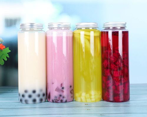 Kapaklı el ve vida ile şeffaf 500 ml plastik kabarcık çay kavanozları
