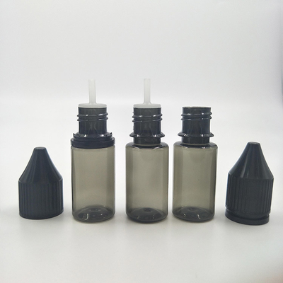 Güvenli E sıvı depolama için şeffaf çocuk geçirmez kapağı olan 10 ml PET şişeler