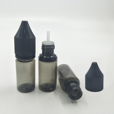 Güvenli E sıvı depolama için şeffaf çocuk geçirmez kapağı olan 10 ml PET şişeler