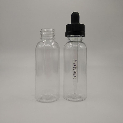 Paket için şeffaf siyah özel cam plastik damla şişeleri