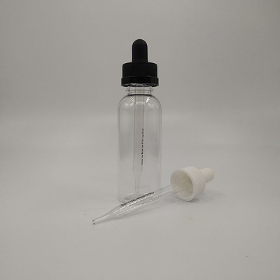 Paket için şeffaf siyah özel cam plastik damla şişeleri
