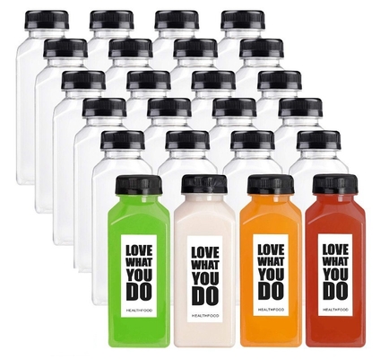 250ml Kapasite Beyaz Kapaklı Açık Meyve suyu şişeleri Özel Logo Pet Plastik şişe