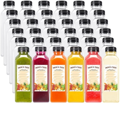 250ml Kapasite Beyaz Kapaklı Açık Meyve suyu şişeleri Özel Logo Pet Plastik şişe